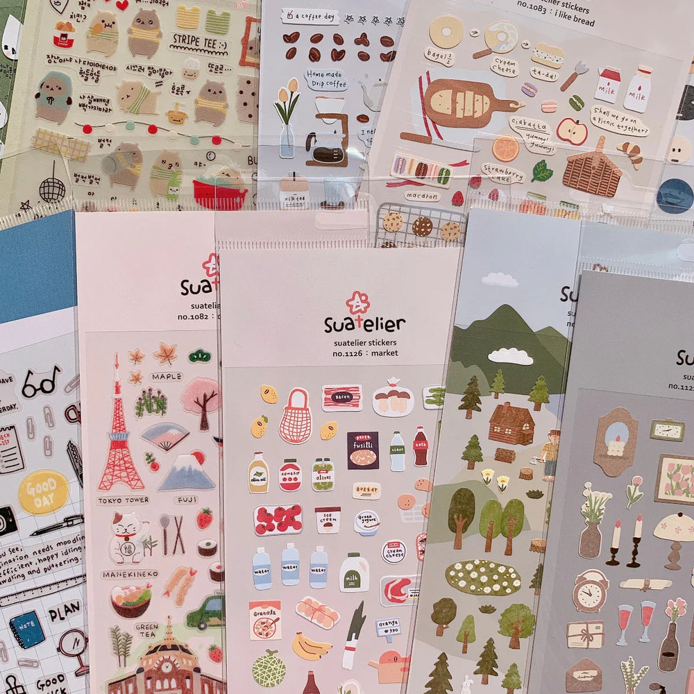 Korean Import Original Suatelier Daily Stickers Scrapbooking Diy Journal Stationery Sticker Children Decor Art Supply (Online Order Only)