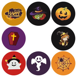 100-500Pcs Halloween Stickers Round party gift decoration sticker Handmade Envelope Sealing Label Stickers Stationery Sticker (Online Order Only)