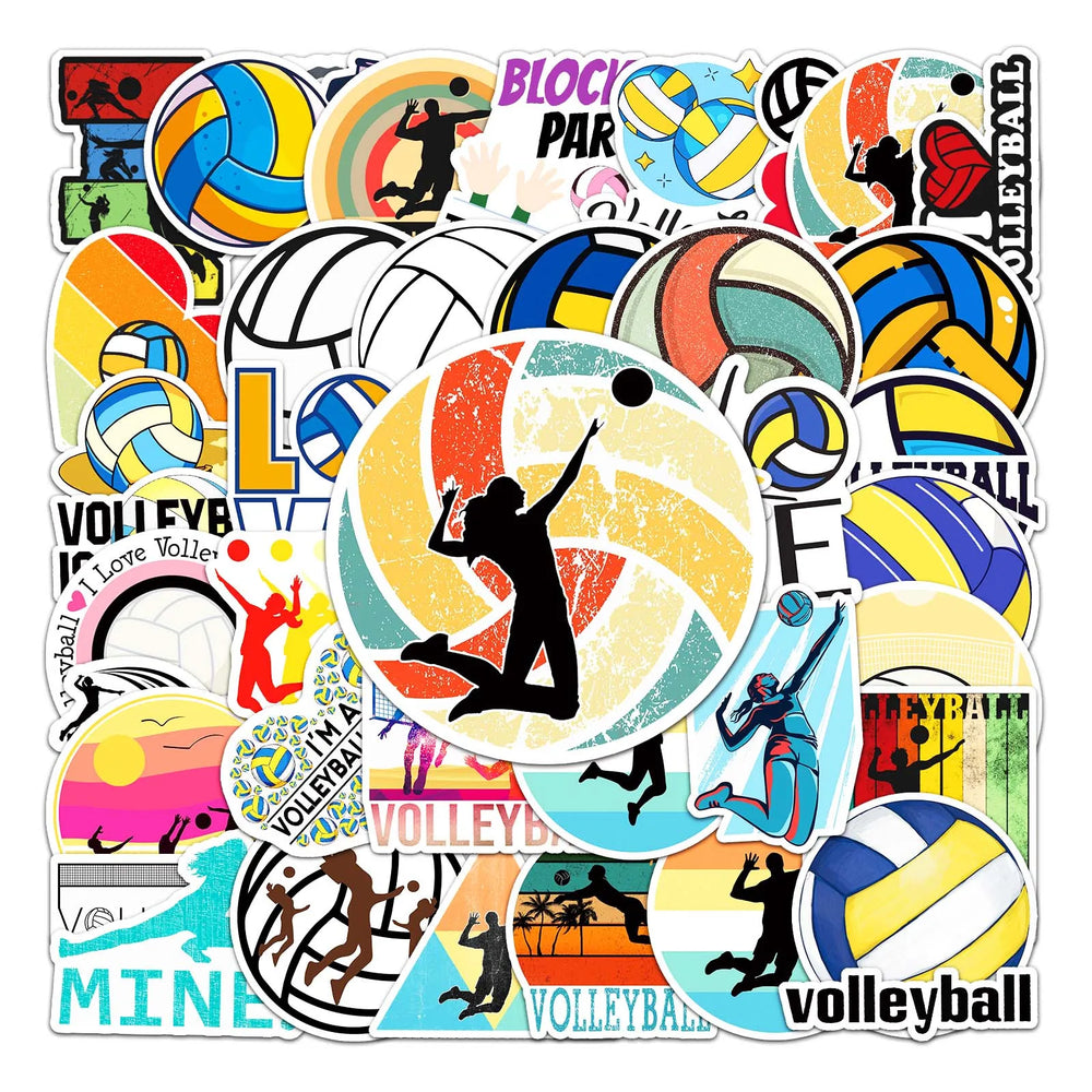 50Pcs Volleyball Cartoon Waterproof Vinyl Stickers for Skateboard Snowboard (ONLINE ORDER ONLY)