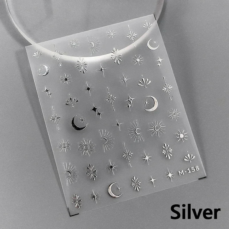 Shiny Laser Constellation Totem Pink Blue Gold Silver Shell Starfish Moon Star 3D Self Adhesive Nail Art Sticker Manicure Decals (ONLINE ORDER ONLY)