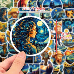 50Pcs Van Gogh Stickers Stationery Aesthetic Kids Toys Cool Items DIY Notebook Phone Skateboard Laptop Water Bottle Decal (ONLINE ORDER ONLY)