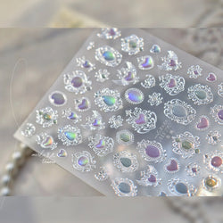 Colorful Geometric Gem Wing Love Heart Bowknot Moon Star Figure Totem Line Retro Self Adhesive Nail Art Stickers Manicure Decals (ONLINE ORDER ONLY)