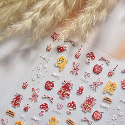 Santa's Hat Candy Santa Claus Christmas Tree Bell Elk 5D Self Adhesive Nail Art Stickers Button Snowflake Cherry Manicure Decals (ONLINE ORDER ONLY)