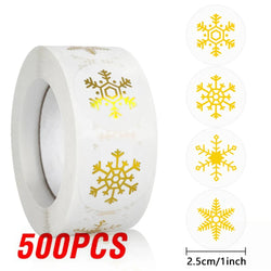 100-500Pcs Gold Snowflake Christmas Stickers Candy Bag Envelopes Sealing Label Christmas Gifts Box Decorations Sticker (ONLINE ORDER ONLY)