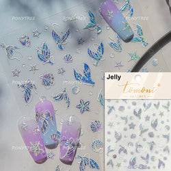 Jellyfish Schools of Fish Shoal Mermaid Tail Seahorse Dreamy Ocean Starfish Shell Coral Adhesive Nail Art Sticker Manicure Decal (ONLINE ORDER ONLY)