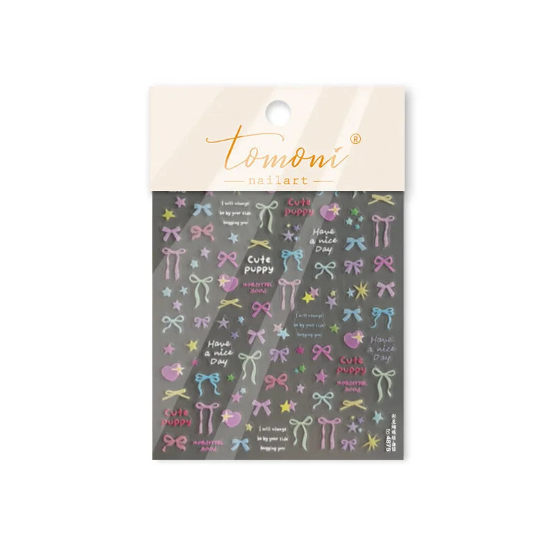 Black Rabbit Bunny Ribbon Bowknot Flower Cake Daisy Dessert Knife Fork Butterfly Self Adhesive Nail Art Stickers Manicure Decals (ONLINE ORDER ONLY)