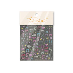 Black Rabbit Bunny Ribbon Bowknot Flower Cake Daisy Dessert Knife Fork Butterfly Self Adhesive Nail Art Stickers Manicure Decals (ONLINE ORDER ONLY)