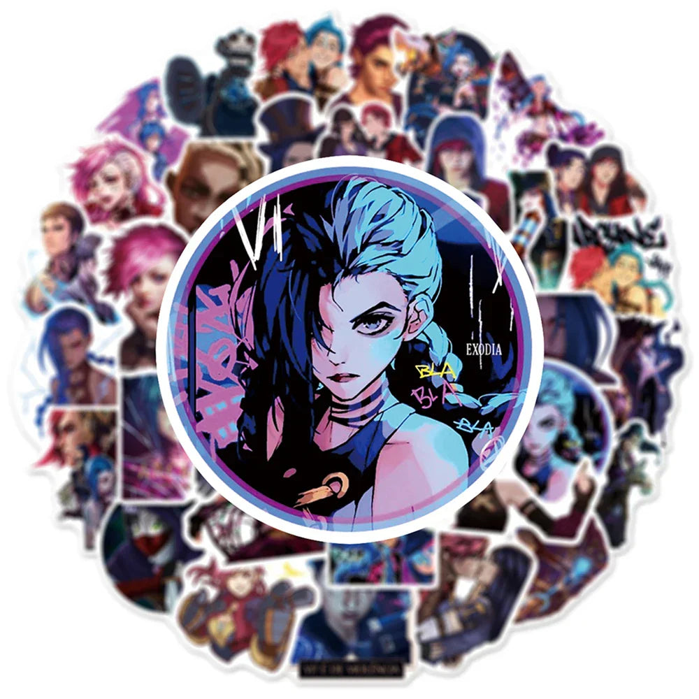 Arcane League of Legends Stickers Set - Waterproof PVC Decals for Skateboard, Phone, Suitcase, Guitar, Car (Online Order Only)