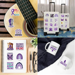50Pcs Fight Domestic Violence Slogan Stickers Graffiti Personalized Decoration For Guitar Laptop Luggage DIY Waterproof Sticker (ONLINE ORDER ONLY)
