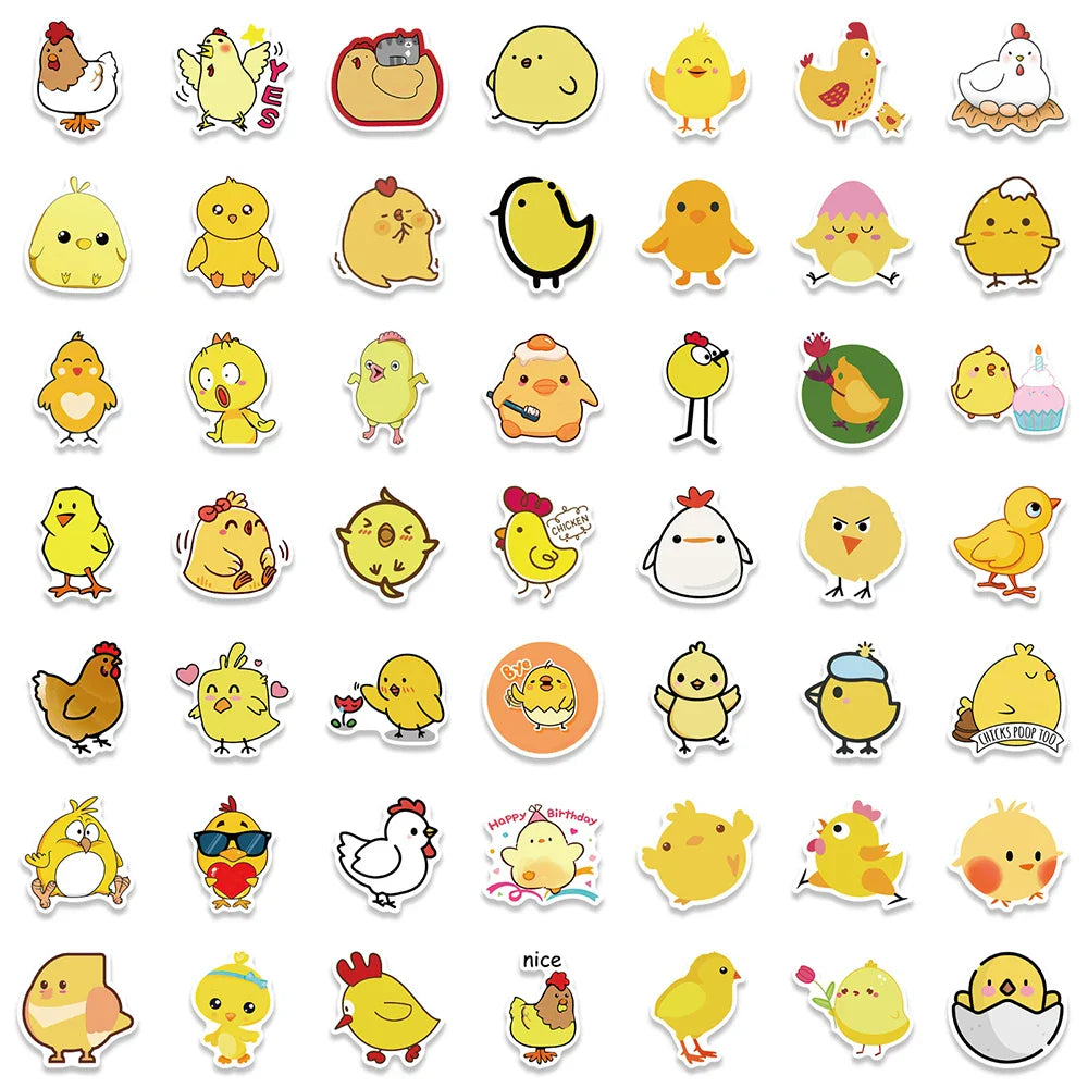 10/30/50/100PCS Cute Chicken Animall Stickers For Kids DIY Handbook Scrapbooking Phone Laptop Wall Decals Decoration Car Sticker (ONLINE ORDER ONLY)