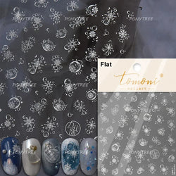 Flying Snowflakes Cold Winter Geometric Hexagon Star Romantic Adhesive Nail Art Stickers Embossment Rhinestone Manicure Decals (ONLINE ORDER ONLY)