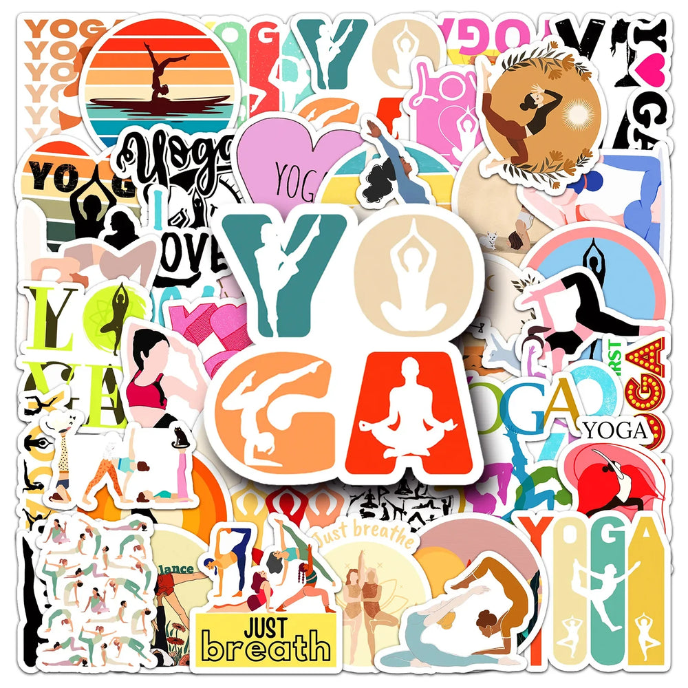 Yoga Sticker Pack: Fitness, Exercise, Laptop, Luggage, Skateboard, Fun Decals for Kids (Online Order Only)