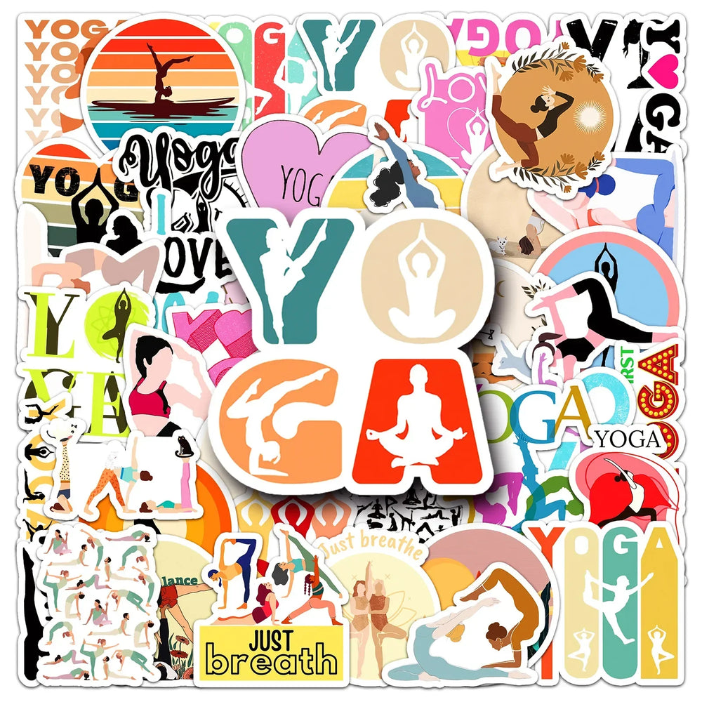 Yoga Sticker Pack: Fitness, Exercise, Laptop, Luggage, Skateboard, Fun Decals for Kids (Online Order Only)