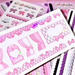 Korean ins Cream Bow Laser Decoration Stickers Diary Hand Account Idol Card DIY Scrapbooking Material Kawaii Stationery Sticker (ONLINE ORDER ONLY)