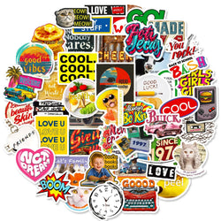 Retro Camera Food Cartoon Stickers for Phone Laptop Luggage Skateboard - Fun Gift for Kids (Online Order Only)