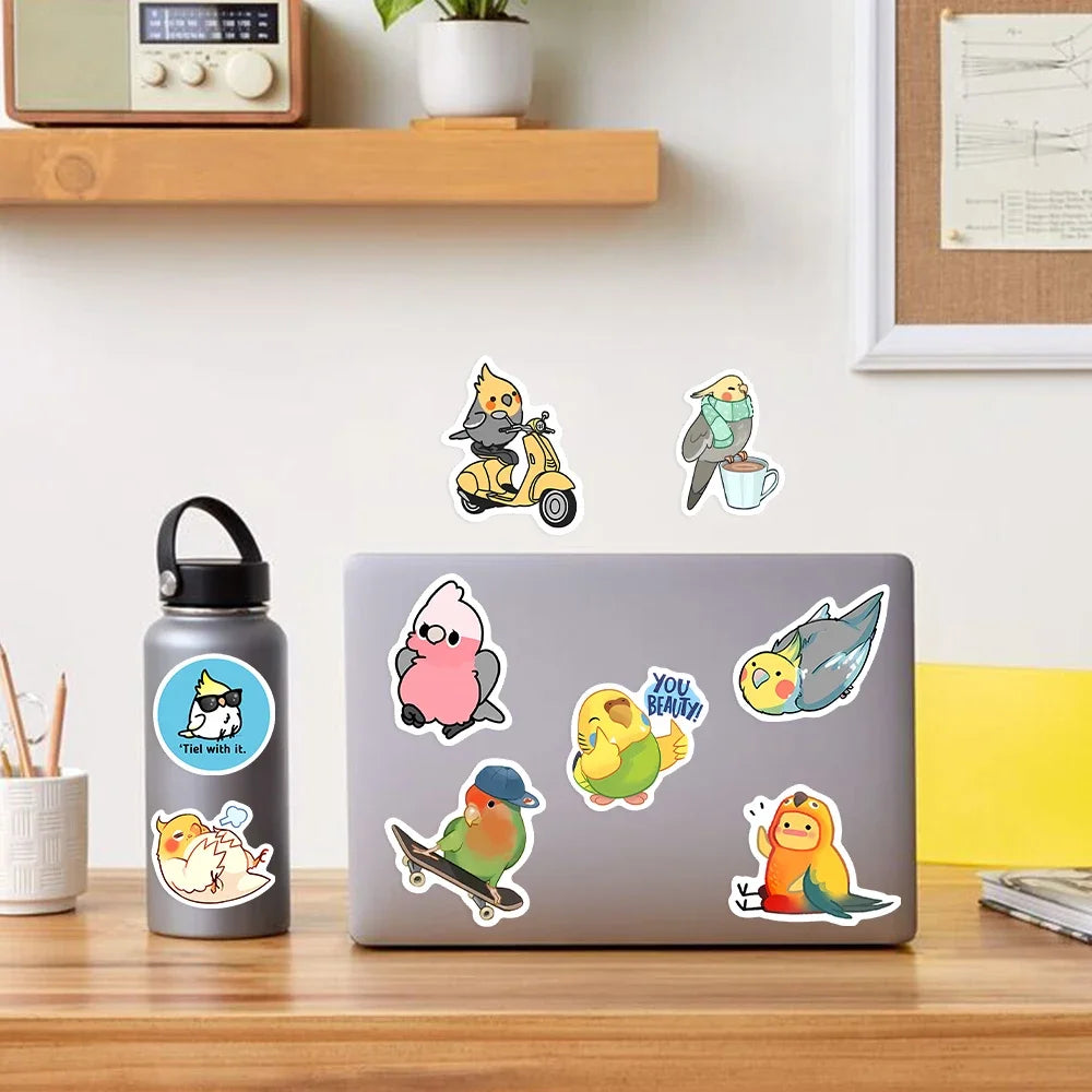 Kawaii Cute Cartoon Parrot Bird DIY Toy Gift Decal Decorative Graffiti Stickers for Phone Luggage Laptop Scrapbook Waterproof (ONLINE ORDER ONLY)