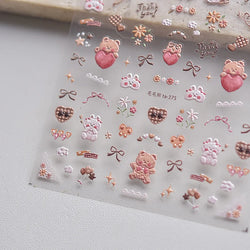 Cookies Chocolate Love Heart Flower Bowknot Rabbit Bunny Lace Bear Star Bouquet Rabbit Adhesive Nail Art Sticker Manicure Decal (ONLINE ORDER ONLY)
