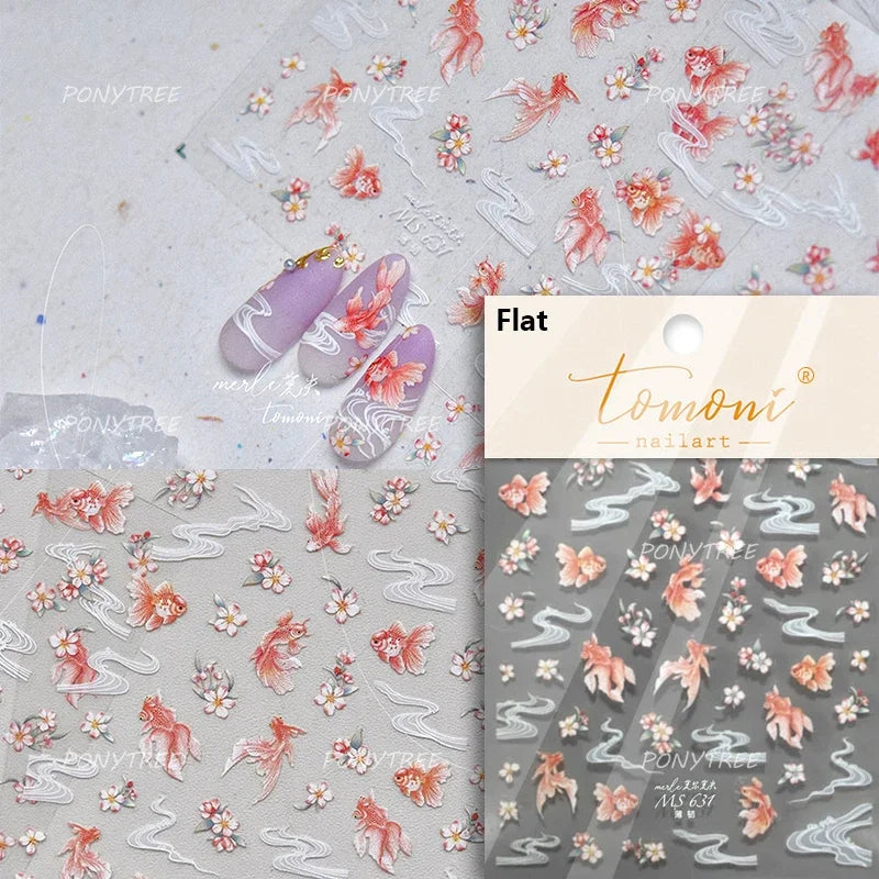 Fireworks Bloom Romantic Starry Sky Goldfish Metallics Color Gradient Self Adhesive Nail Art Stickers Halo Dyeing Manicure Decal (ONLINE ORDER ONLY)