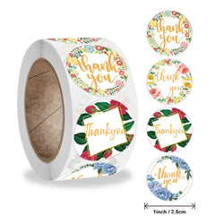 500pcs/roll Thank You Stickers Flower Pattern Party Wedding Decoration Gift Envelope Seal Labels Scrapbooking Stickers (ONLINE ORDER ONLY)