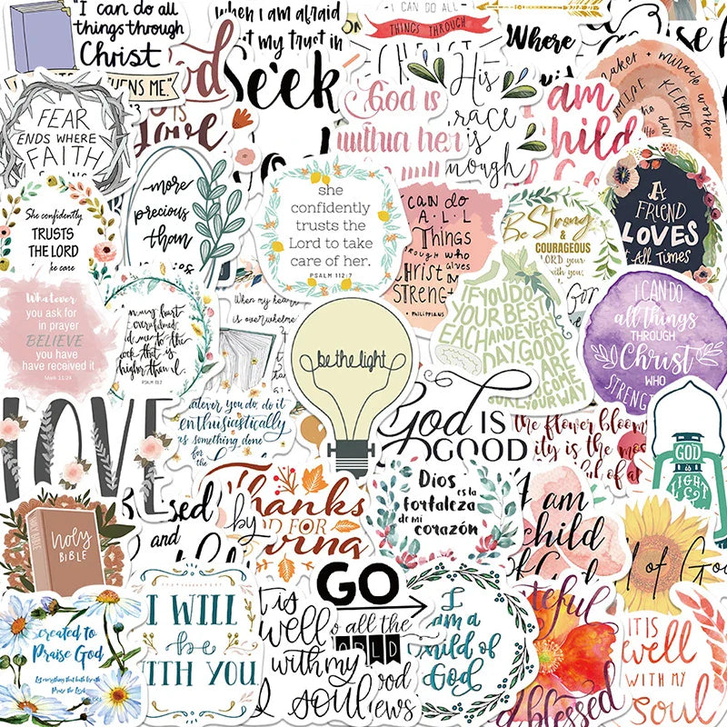 10/30/52PCS Jesus Bible Sticker Aesthetic Sketchbook PVC Laptop Diary Decoration Scrapbooking School Stationery Supply for Kids (Online Order Only)