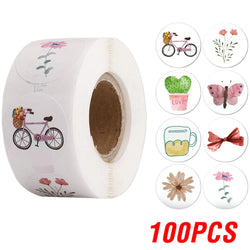 100-500pcs Round Cartoon Sticker 1Inch Thank You Stickers for Gift Cards Envelope Paper Scrapbook Sealing Label (ONLINE ORDER ONLY)