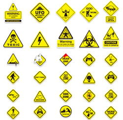 10/50pcs Funny Warning Stickers Danger Banning Sign Viny Decal Car Scooter Motorcycle Suitcase Violation Sticker Classic Toy (Online Order Only)