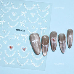 Gold Silver White Black Pink Blue Bowknot Ribbon Flat 3D Line Gird Strap Tie Elegant Charming Nail Art Stickers Manicure Decals (ONLINE ORDER ONLY)