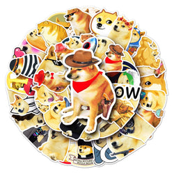 50Pcs Cute Emoji Dog Waterproof Vinyl Stickers for Skateboard Snowboard (Online Order Only)