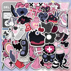 60PCS Y2K Pink Kawaii Gothic Anime Stickers for Phone Laptop Suitcase Car (Online Order Only)