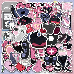 60PCS Y2K Pink Kawaii Gothic Anime Stickers for Phone Laptop Suitcase Car (Online Order Only)
