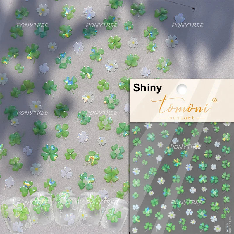 Mini Three Leaf Flower Magnolia Lotus Flower Stem Gradual Petal Line Arc Metal Sillver Delicate Nail Art Stickers Manicure Decal (Online Order Only)