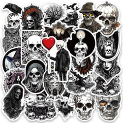 50pcs Gothic Darkness Aesthetic Witch Skull Stickers For Luggage Laptop Water Bottle Notebook Waterproof Graffiti Vinyl Decals (Online Order Only)