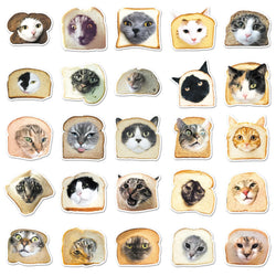 10/30/50PCS Bread Cat Graffiti Stickers Funny Cat Decoration Animal DIY Luggage Laptop Phone Guitar Car Bike Skateboard Decals (Online Order Only)