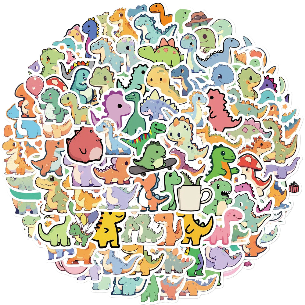 100PCS Cartoon Small Dinosaur PVC Sticker Aesthetic Children's Decoration Scrapbooking Stationery School Supplies for Kids﻿ (ONLINE ORDER ONLY)