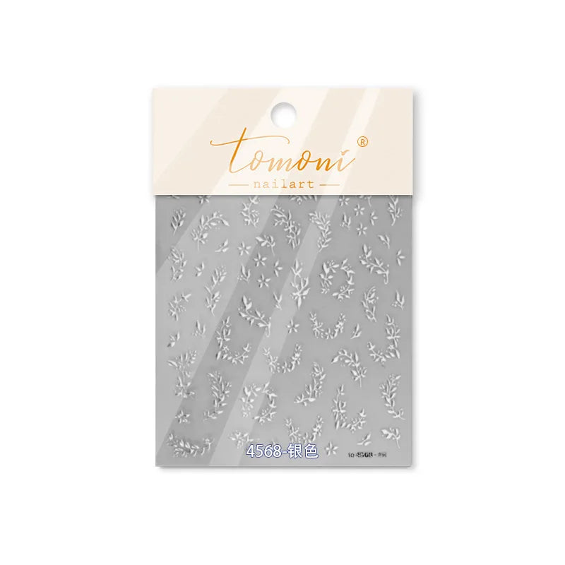 Hot Stamping Silver Rose Gold Tender Leaf Branches Flower Slash Leaves Maple Leaves Ginkgo Plant Flower Nail Art Stickers Decals (ONLINE ORDER ONLY)