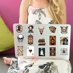 50PCS Cartoon Gothic Skeleton Animal Stickers Skateboard Guitar Computer Refrigerator Desk Graffiti Creative Sticker (ONLINE ORDER ONLY)