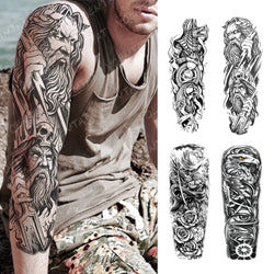 Large Full Arm Sleeve Waterproof Temporary Tattoo Sticker Anubis Egypt Time Eagle Rose Flower Fake Tatoo Body Art Men Women Leg (Online Order Only)