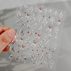 1pc Bohemian Valentine Nail Stickers 3D Self-Adhesive Fantasy Nail Art Glitter Sun, Heart, Lock, Star & Moon Designs Nail Decals (ONLINE ORDER ONLY)