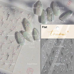 Antique Bamboo Leaf Hot Stamping Plant Botany Calligraphy Characters Self Adhesive Nail Art Stickers Rhinestone Manicure Decals (ONLINE ORDER ONLY)