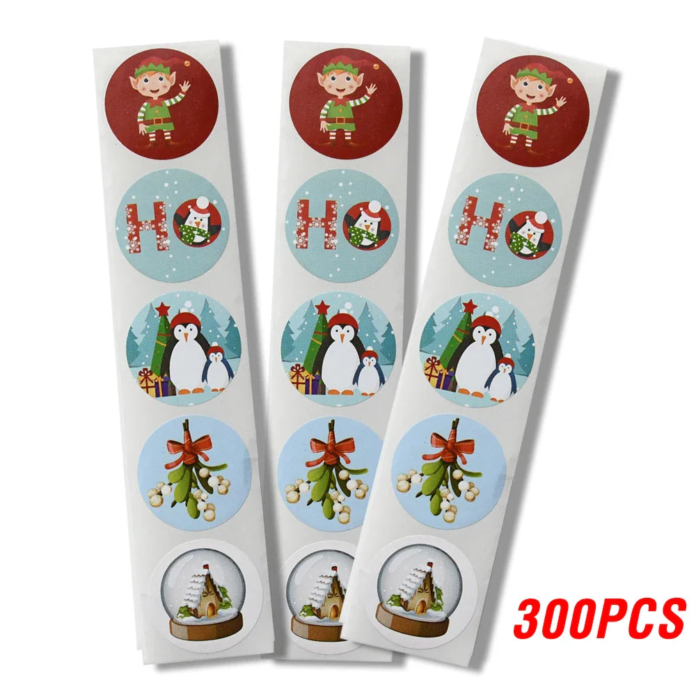 100-500pcs Christmas Stickers Santa Snowflake Adhesive Label Stickers DIY Biscuit Gift Baking Business Packaging Stickers (ONLINE ORDER ONLY)