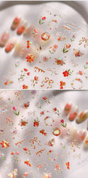 Vivid Honey Bee Ribbon Bowknot Pot Daisy Wreath Flower Shining Tulip Honeycomb Jar Self Adhesive Nail Art Sticker Manicure Decal (ONLINE ORDER ONLY)