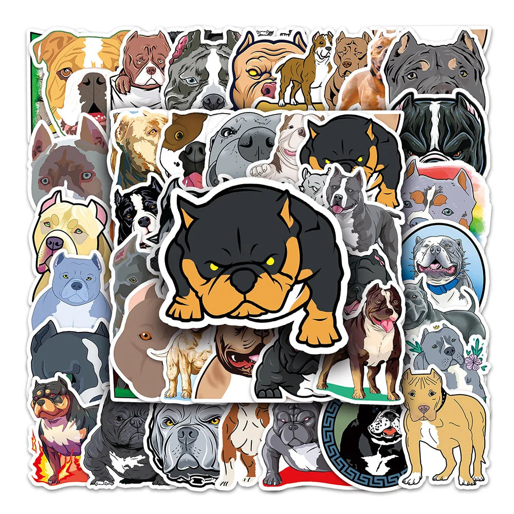 10/30/50PCS Cool American Bully Pitbull Stickers Cartoon Dog Wall Decals DIY Skateboard Luggage Phone Laptop Fridge Bike Kid Toy (Online Order Only)