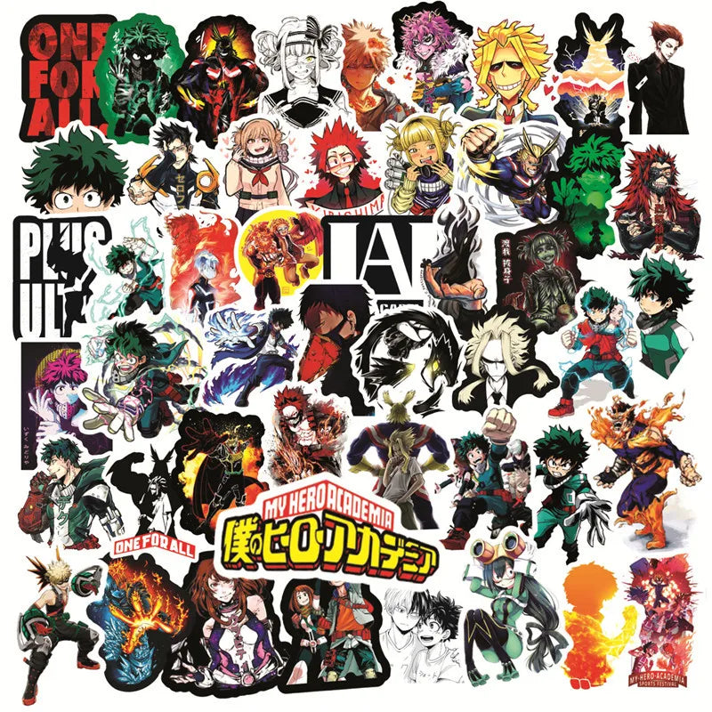 My Hero Academia Graffiti Stickers Pack - 50pcs for Helmets, Desktops, Walls, DIY Decoration Wholesale (Online Order Only)