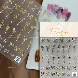 Pink Blue Purple Lovely Line Bowknot Lace Arc Curve Romantic Delicate Cording Embossed Adhesive Nail Art Sticker Manicure Decal (ONLINE ORDER ONLY)