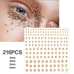 5Pcs Coloful Glitter Face Jewelry Sticker Crystal Eye Body Face Jewels Bady Makeup Tools Temporary Self-Adhesive Nail Rhinestone (ONLINE ORDER ONLY)