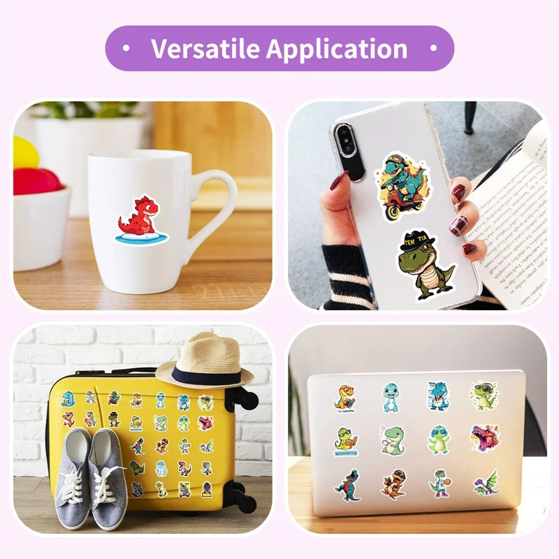 10/30/50PCS Kawaii Fashion Dinosaur Sticky PVC Sticker Aesthetic Stationery DIY Decoration Scrapbooking School Supplies for Kids (ONLINE ORDER ONLY)