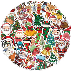 50pcs Retro Christmas Cartoon Children Stickers Decals Decoration DIY Phone Notebook Suitcase Laptop Fridge Wall Sticker (ONLINE ORDER ONLY)