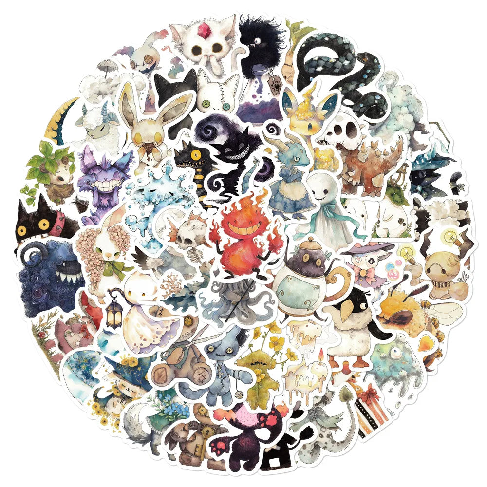 10/30/50PCS Absurd monster Cartoon Stickers Fairy tale In the Story Horror Monster Decals DIY Car Bike Laptop Guitar Kids Toy (ONLINE ORDER ONLY)