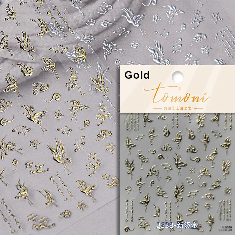 Charming White Shiny Pearl Rhinestone Wings Feathers Crown Moon Stars 3D Self Adhesive Nail Art Sticker Manicure Decal Wholesale (ONLINE ORDER ONLY)
