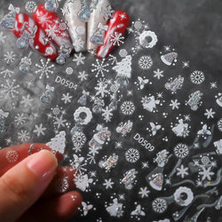 1pc Christmas Nail Sticker 3D Gold Glitter Snowflake Elk Penguin Bells Design Adhesive Nail Slider Decals Winter Manicure Decor* (Online Order Only)